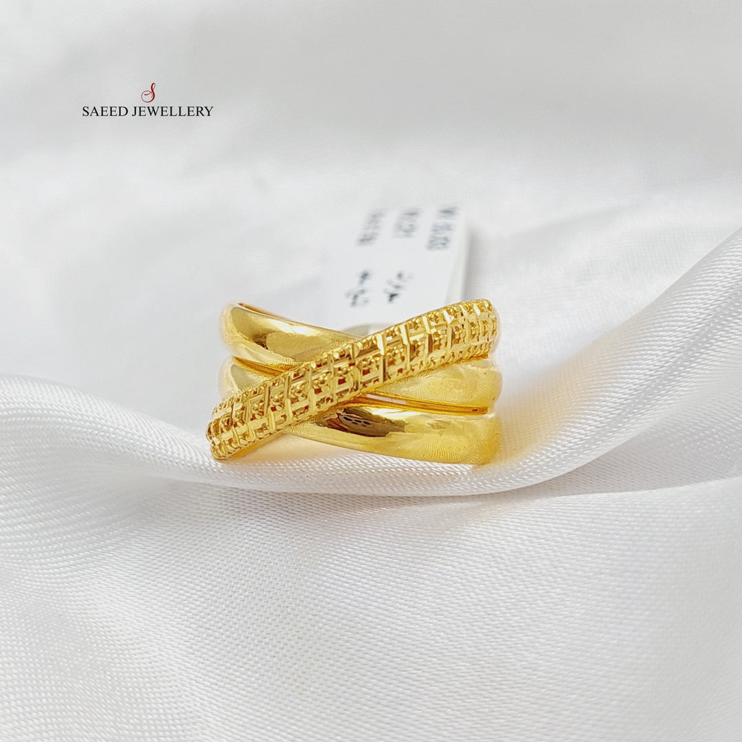 21K Gold X Style Ring by Saeed Jewelry - Image 4