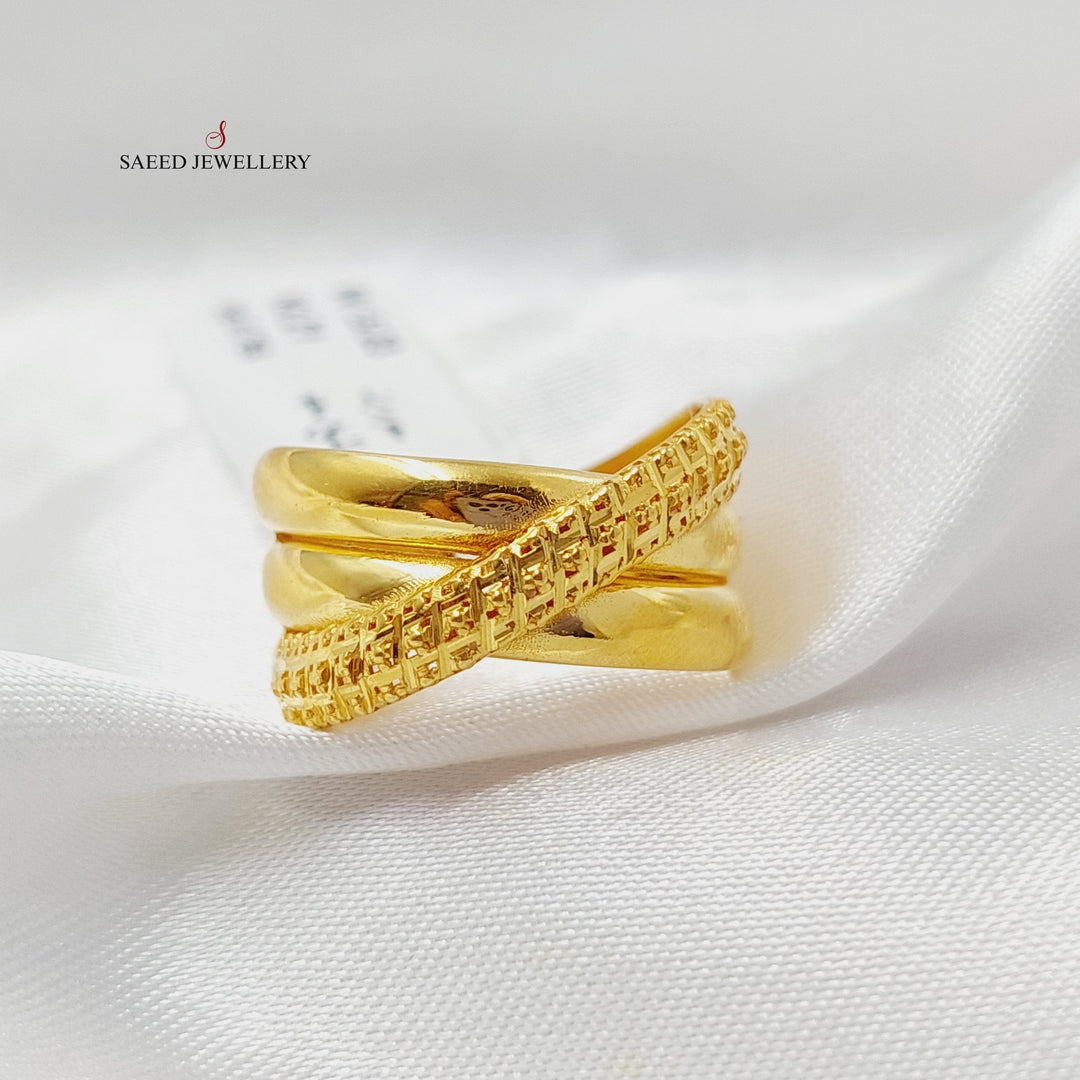 21K Gold X Style Ring by Saeed Jewelry - Image 6