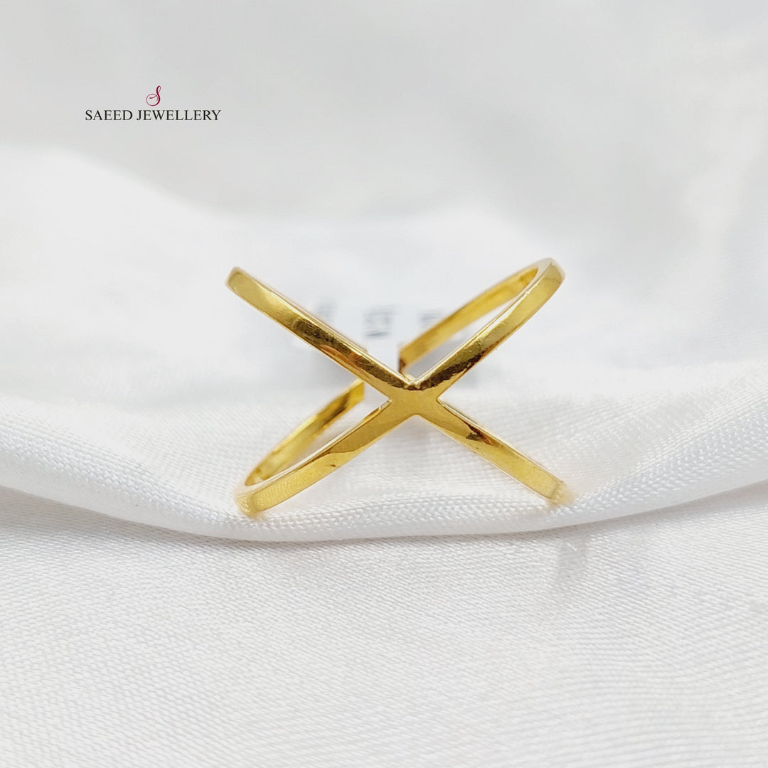 21K Gold X Style Ring by Saeed Jewelry - Image 1