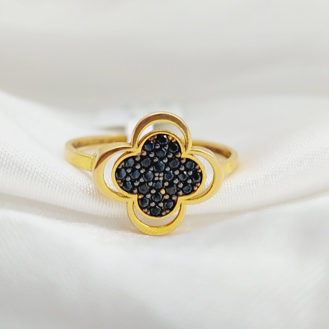 21K Gold Zerconed Clover Ring by Saeed Jewelry - Image 3