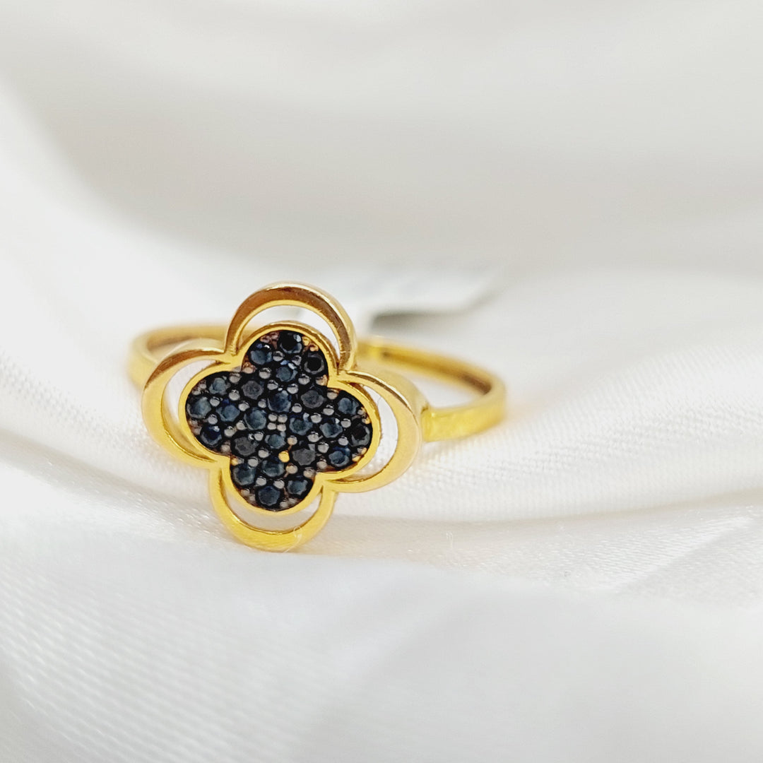 21K Gold Zerconed Clover Ring by Saeed Jewelry - Image 6