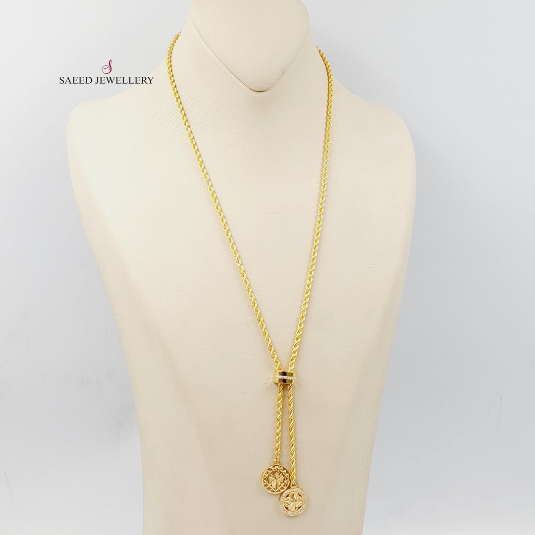 21K Gold Zircon Studded Balls Necklace by Saeed Jewelry - Image 5