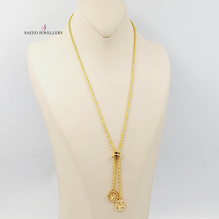 21K Gold Zircon Studded Balls Necklace by Saeed Jewelry - Image 5