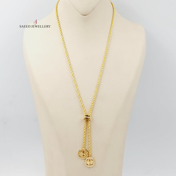 21K Gold Zircon Studded Balls Necklace by Saeed Jewelry - Image 1