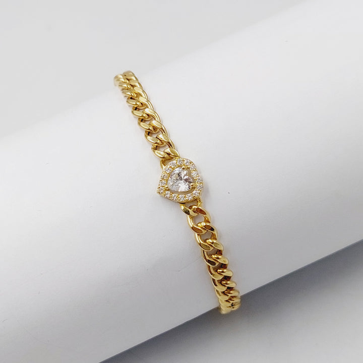 18K Gold Zircon Studded Bar Bracelet by Saeed Jewelry - Image 5