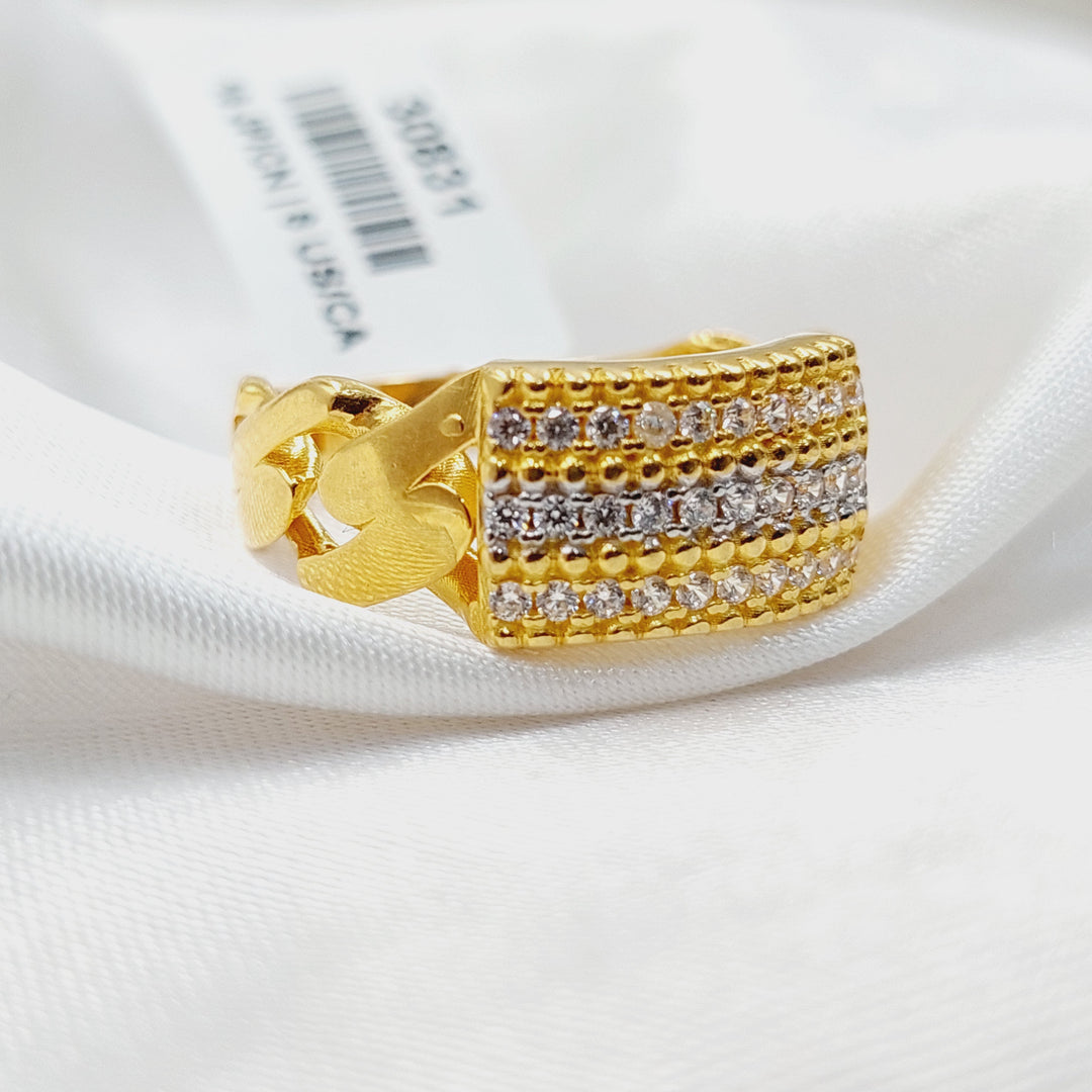 21K Gold Zircon Studded Bar Ring by Saeed Jewelry - Image 3