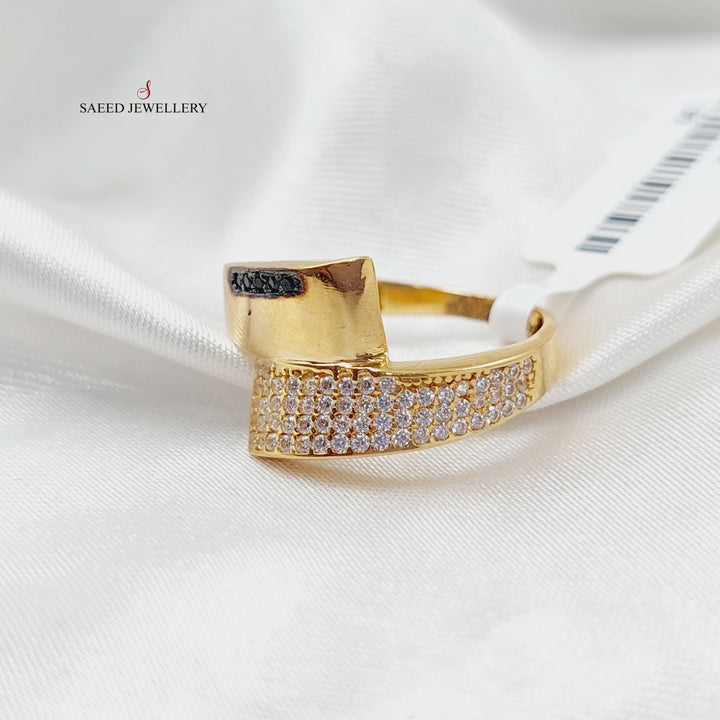 21K Gold Zircon Studded Belt Ring by Saeed Jewelry - Image 2