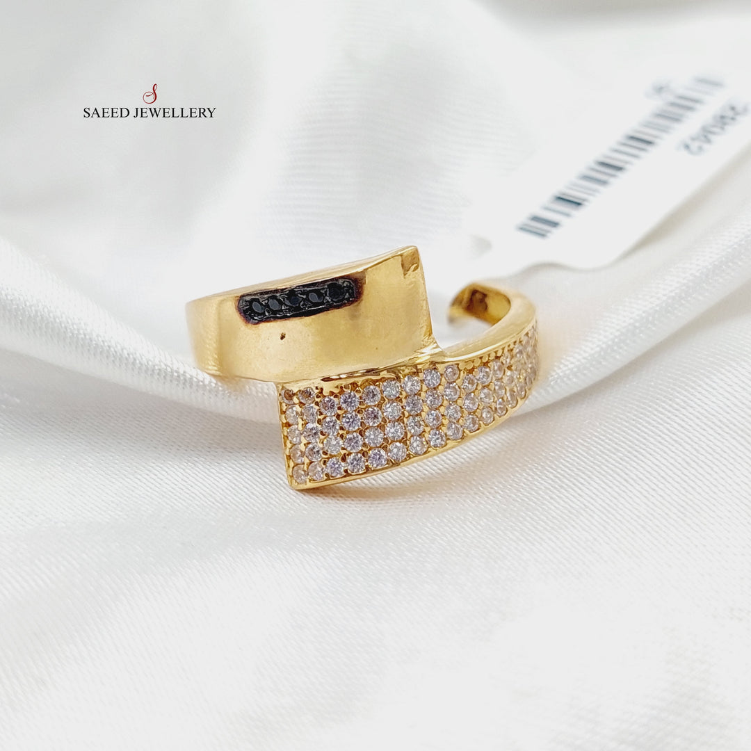 21K Gold Zircon Studded Belt Ring by Saeed Jewelry - Image 1