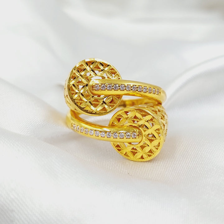 21K Gold Zircon Studded Belt Ring by Saeed Jewelry - Image 3