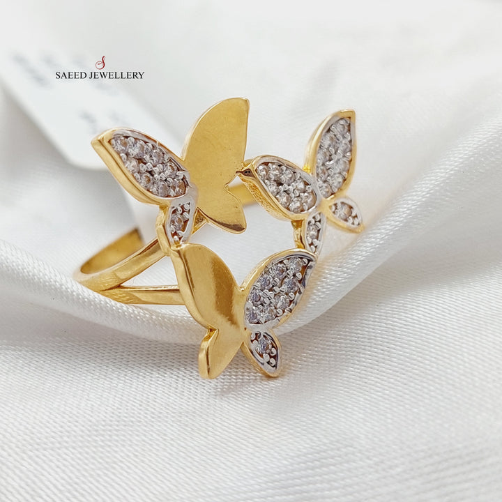 21K Gold Zircon Studded Butterfly Ring by Saeed Jewelry - Image 2