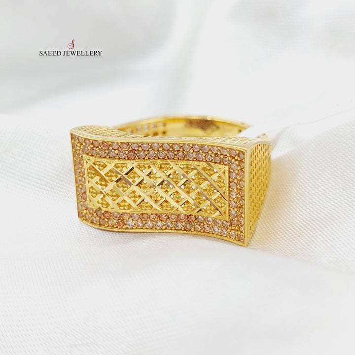 21K Gold Zircon Studded Carpet Ring by Saeed Jewelry - Image 1