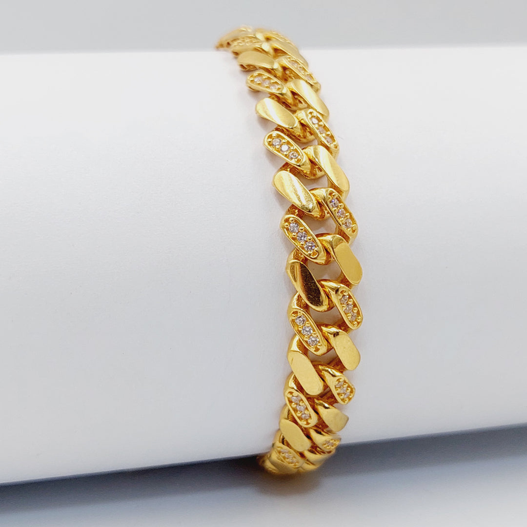 21K Gold Zircon Studded Cuban Links Bracelet by Saeed Jewelry - Image 5