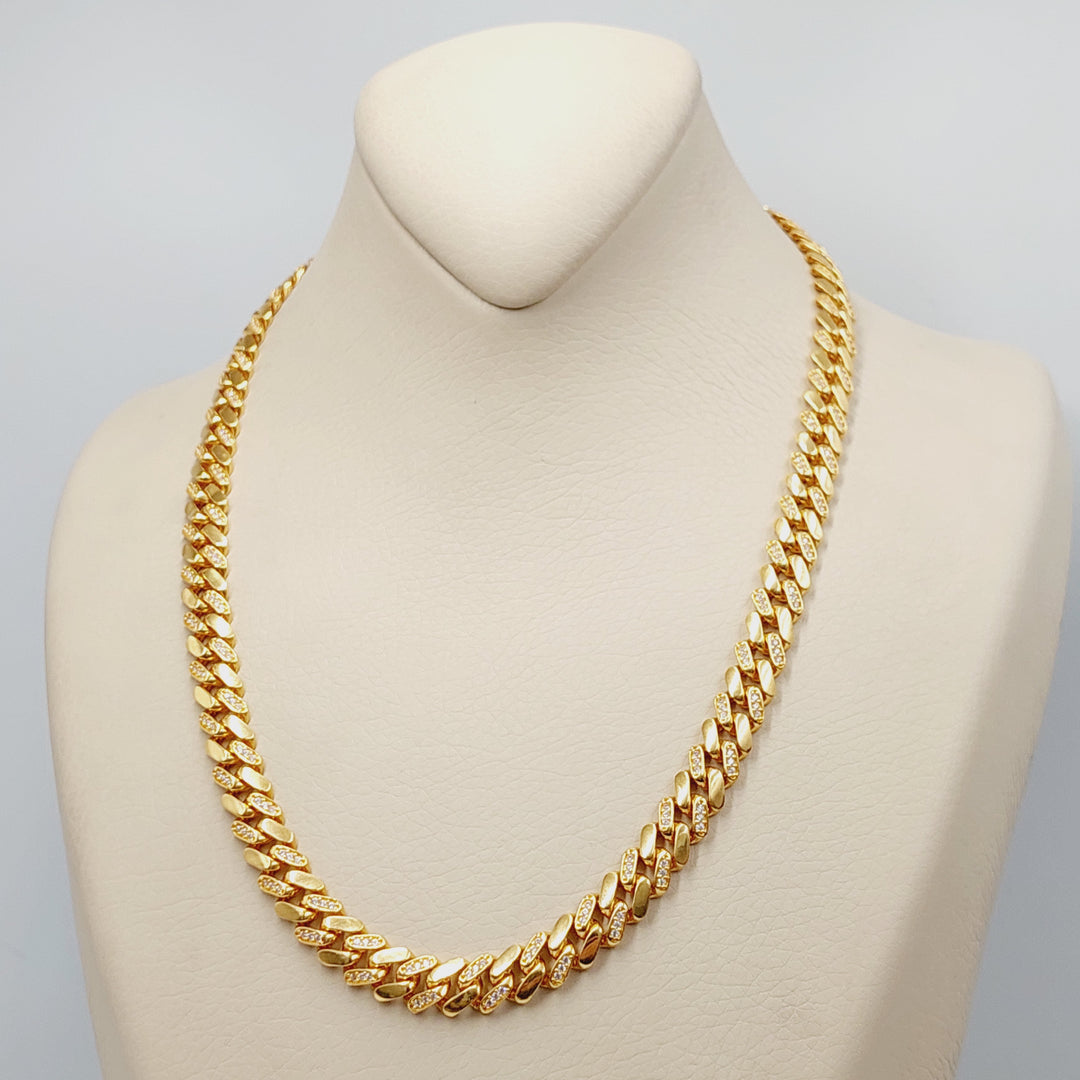 21K Gold Zircon Studded Cuban Links Necklace by Saeed Jewelry - Image 2