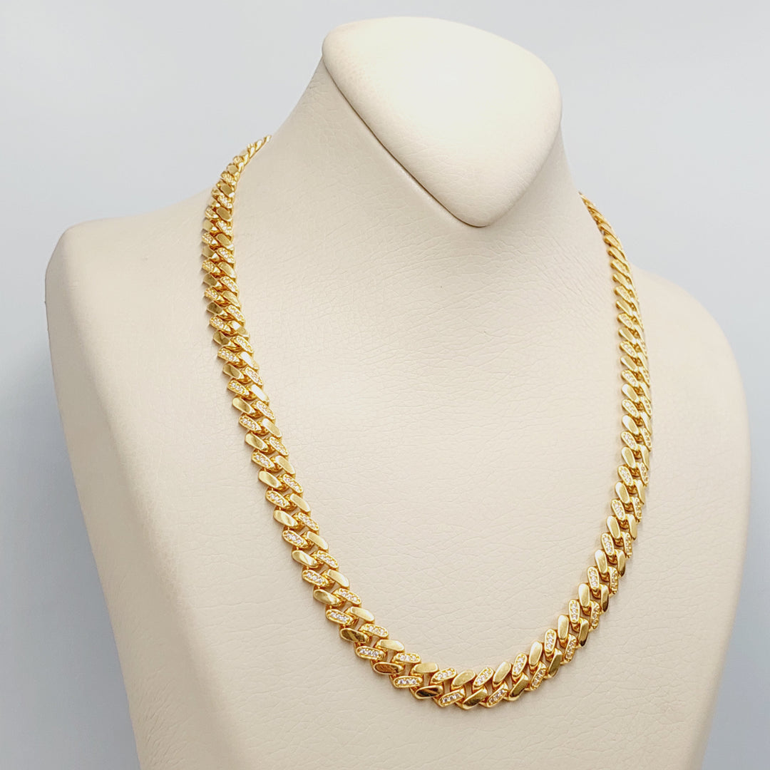 21K Gold Zircon Studded Cuban Links Necklace by Saeed Jewelry - Image 3