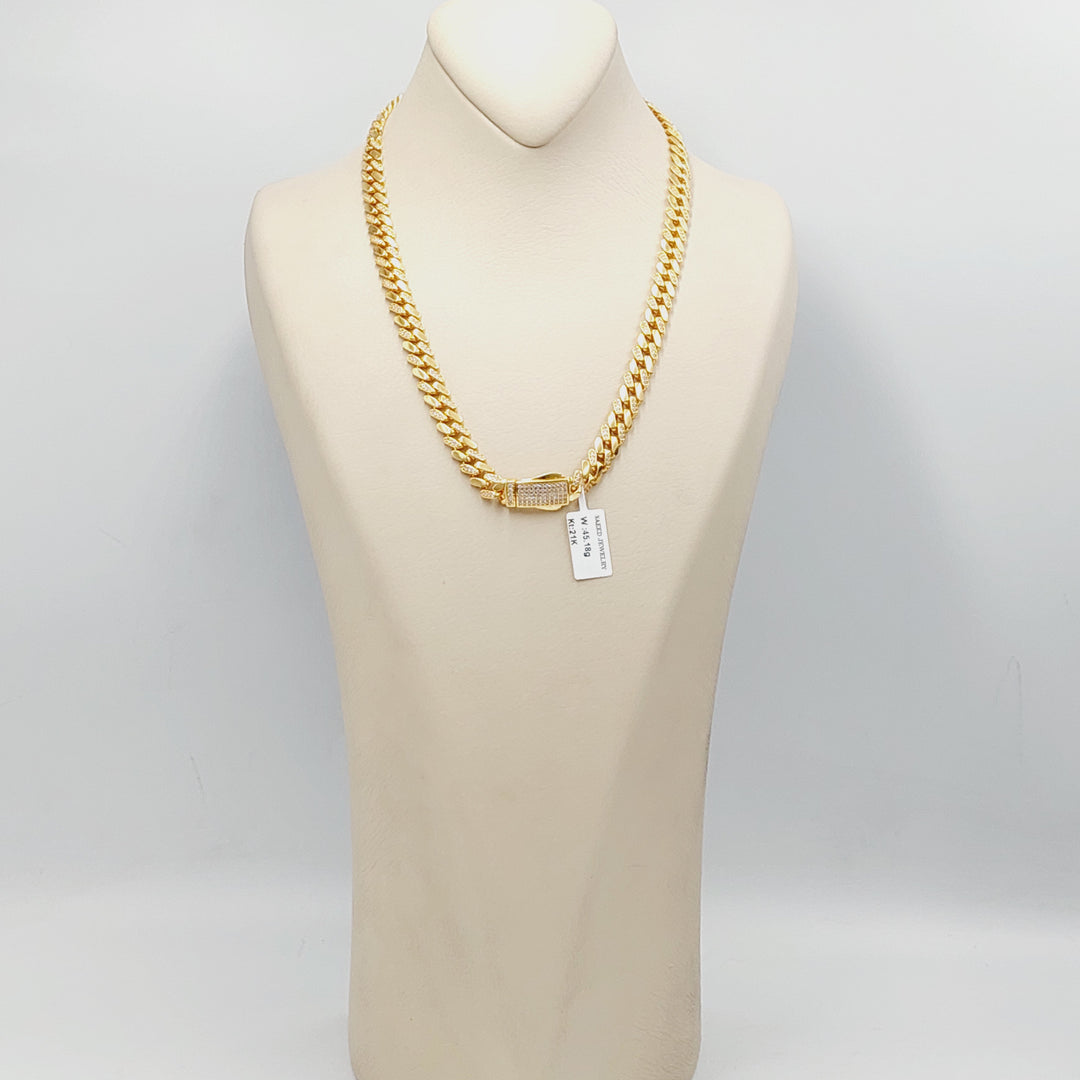 21K Gold Zircon Studded Cuban Links Necklace by Saeed Jewelry - Image 6