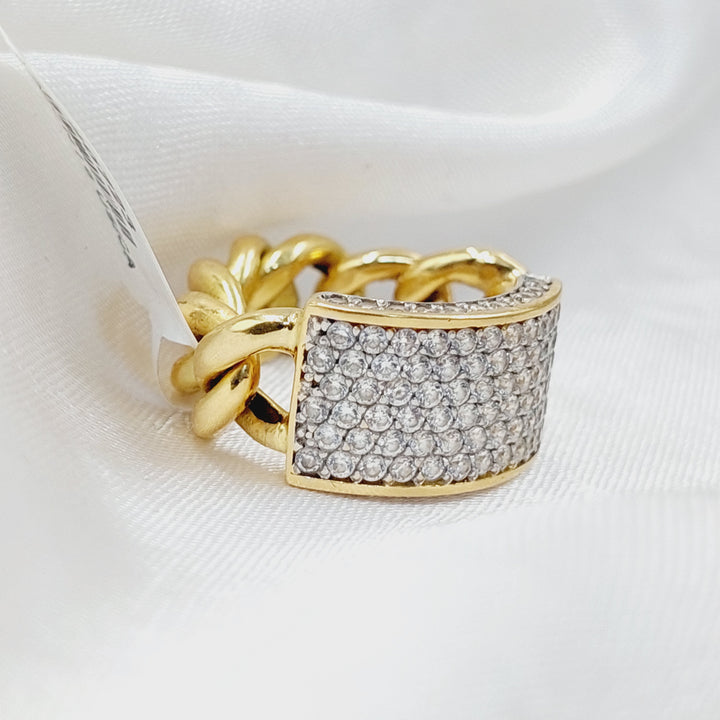 18K Gold Zircon Studded Cuban Links Ring by Saeed Jewelry - Image 5