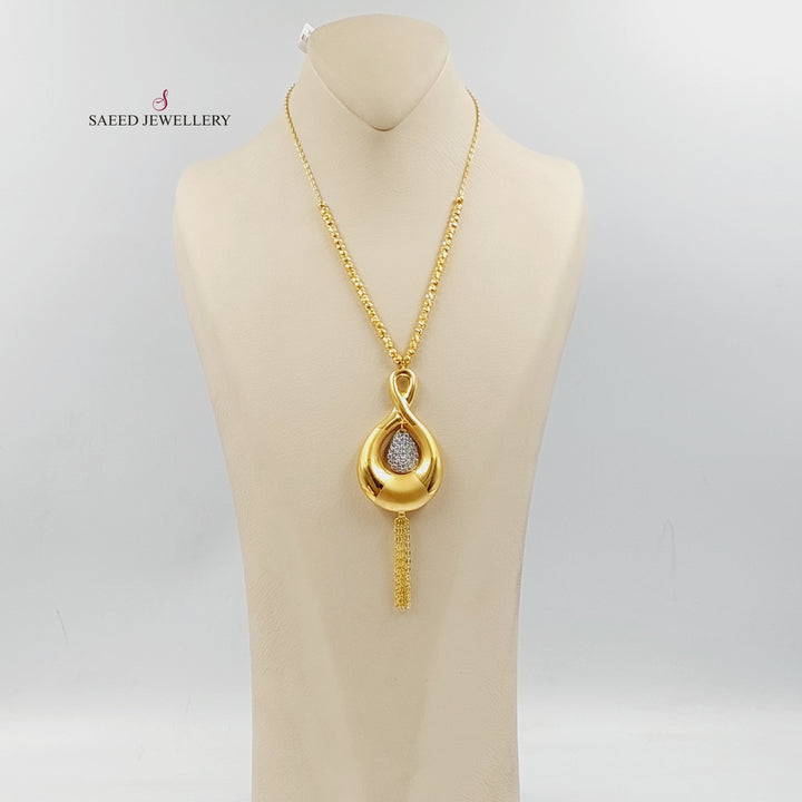 21K Gold Zircon Studded Deluxe Necklace by Saeed Jewelry - Image 3