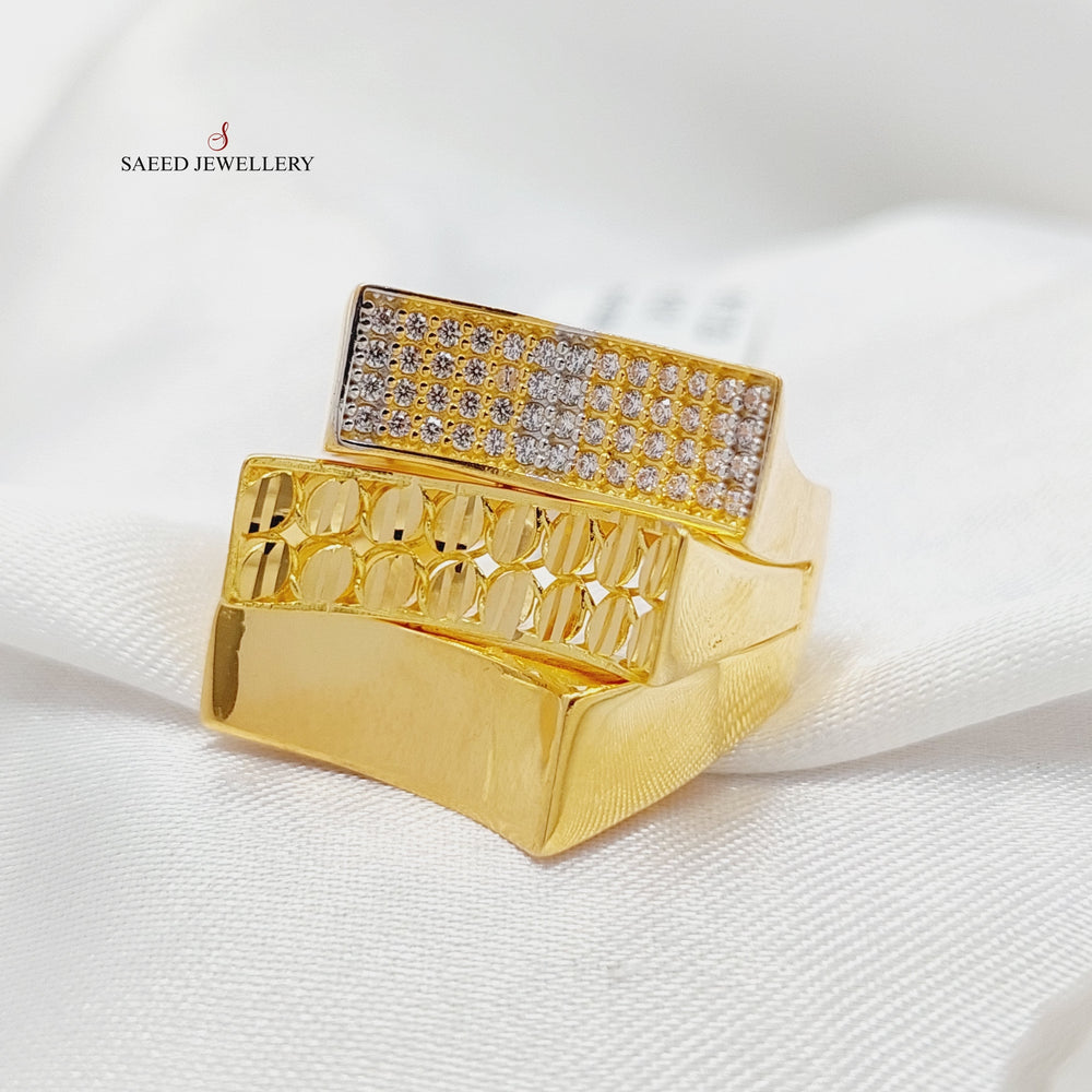 21K Gold Zircon Studded Deluxe Ring by Saeed Jewelry - Image 2