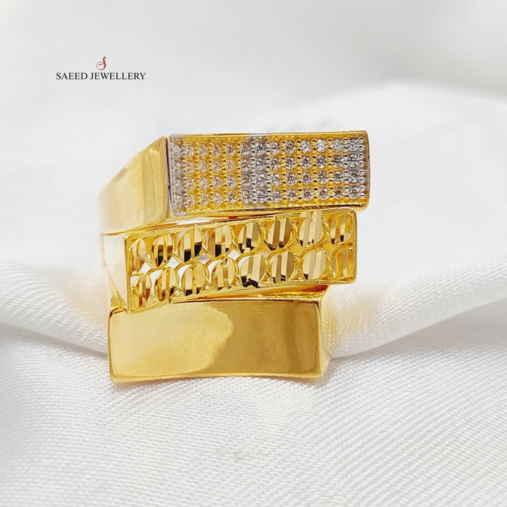 21K Gold Zircon Studded Deluxe Ring by Saeed Jewelry - Image 3