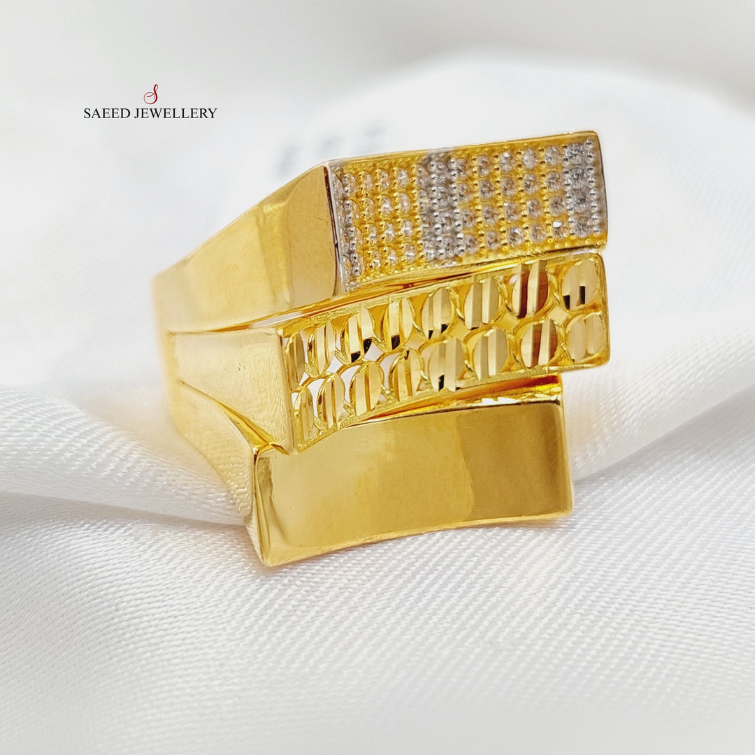 21K Gold Zircon Studded Deluxe Ring by Saeed Jewelry - Image 1