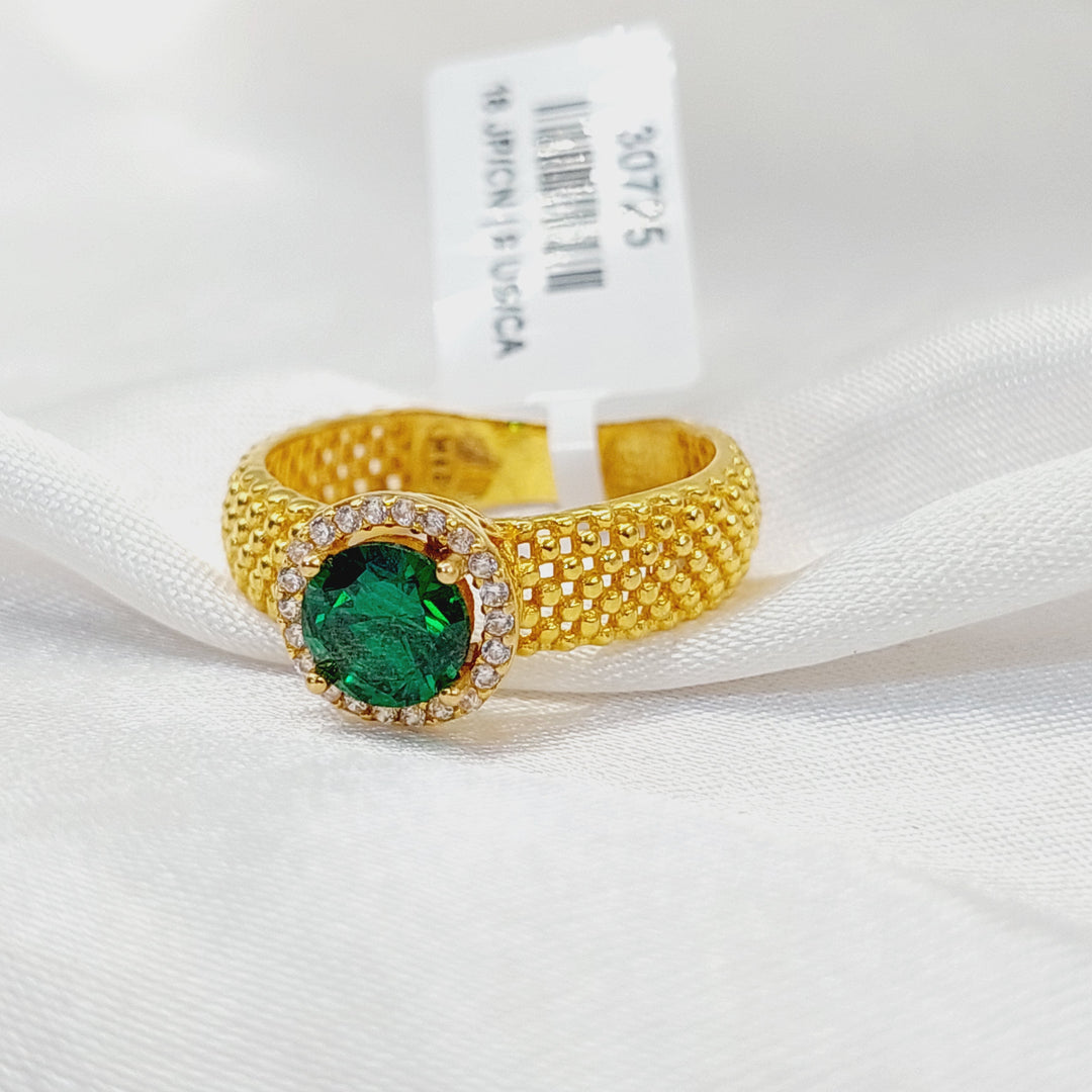 21K Gold Zircon Studded Deluxe Ring by Saeed Jewelry - Image 3