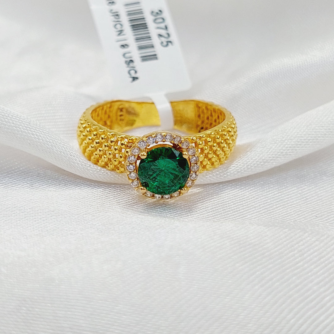 21K Gold Zircon Studded Deluxe Ring by Saeed Jewelry - Image 4