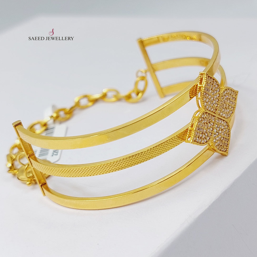 21K Gold Zircon Studded Fancy Bangle Bracelet by Saeed Jewelry - Image 2