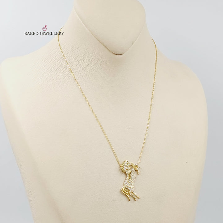 18K Gold Zircon Studded Horse Necklace by Saeed Jewelry - Image 3