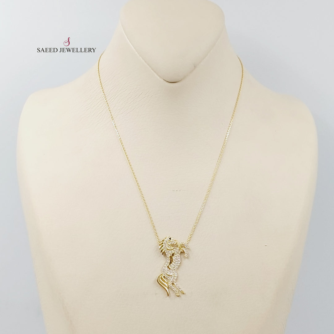 18K Gold Zircon Studded Horse Necklace by Saeed Jewelry - Image 6