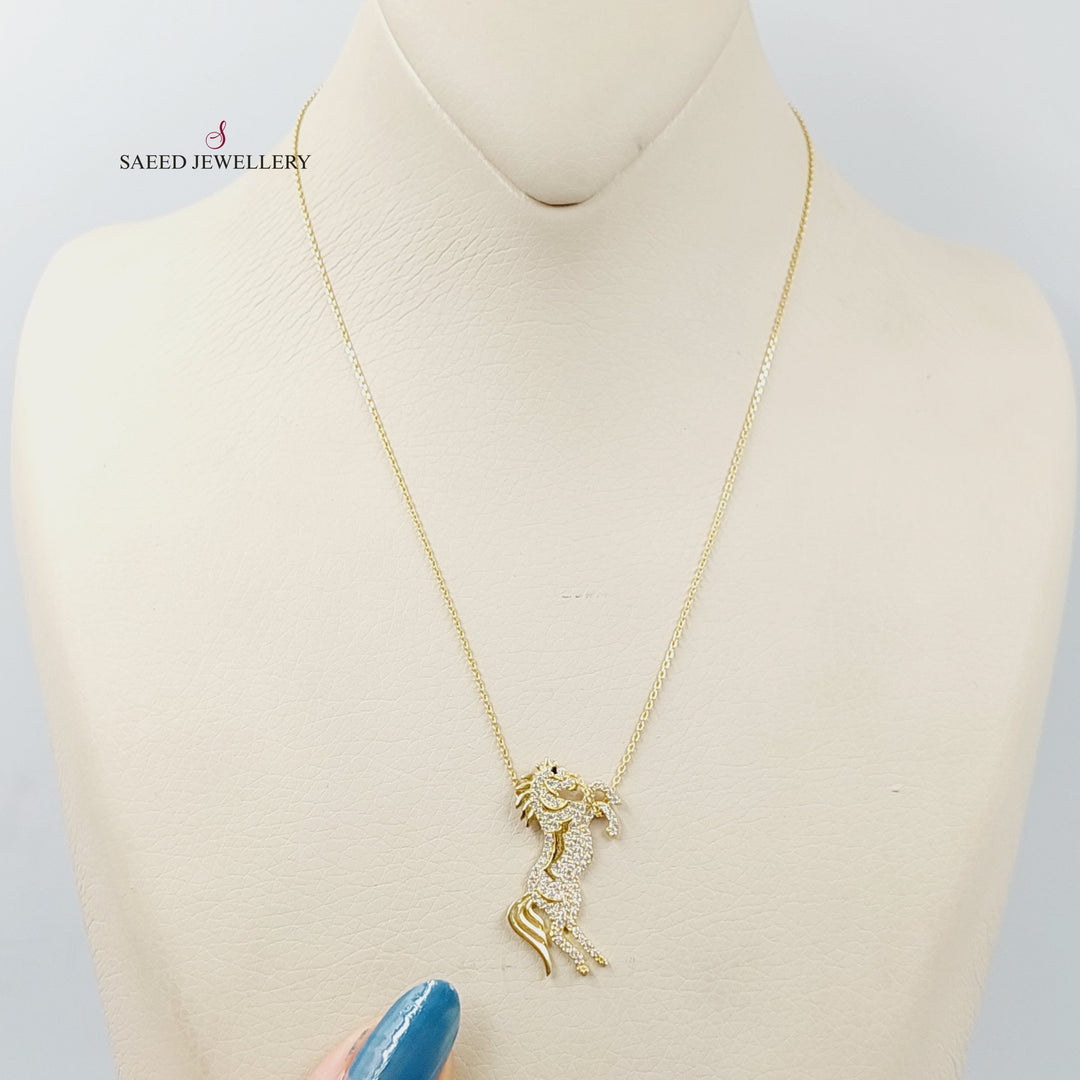 18K Gold Zircon Studded Horse Necklace by Saeed Jewelry - Image 1