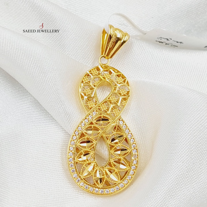 21K Gold Zircon Studded Infinite Pendant by Saeed Jewelry - Image 1