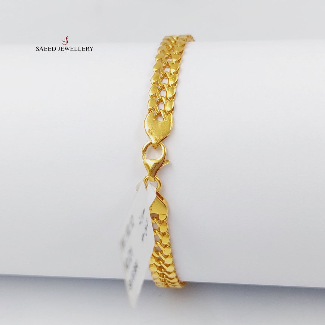 21K Gold Zircon Studded Leaf Bracelet by Saeed Jewelry - Image 2