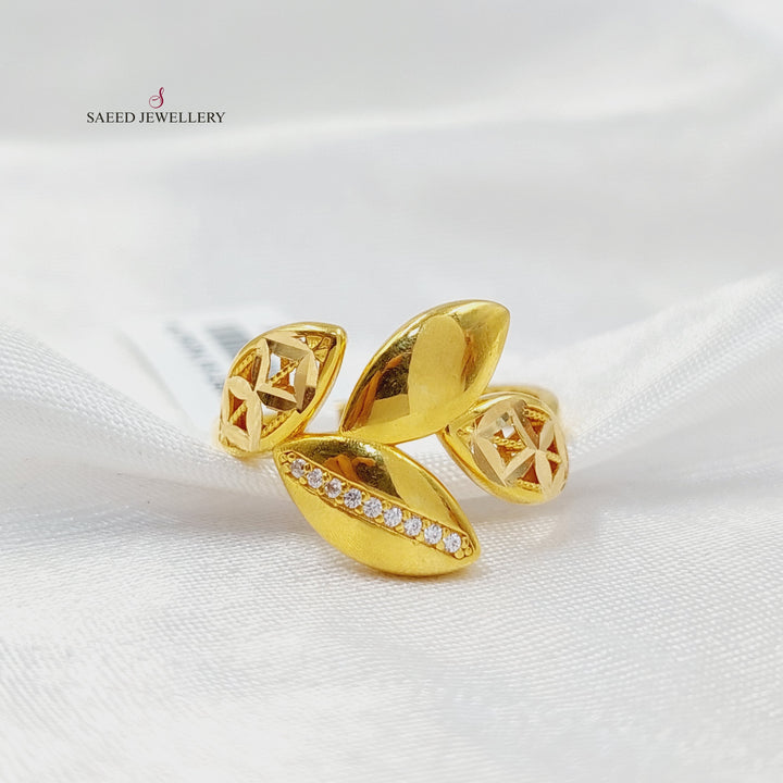 21K Gold Zircon Studded Spike Ring by Saeed Jewelry - Image 1