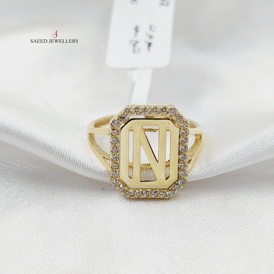 18K Gold Zircon Studded N Letter by Saeed Jewelry - Image 4