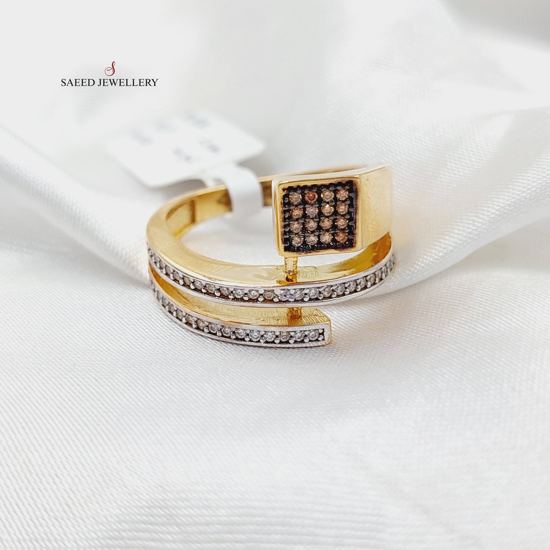 21K Gold Zircon Studded Nail Ring by Saeed Jewelry - Image 3