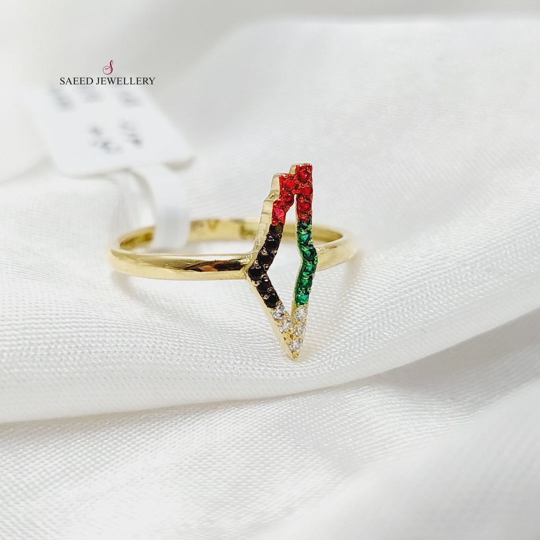 18K Gold Zircon Studded Palestine Ring by Saeed Jewelry - Image 7