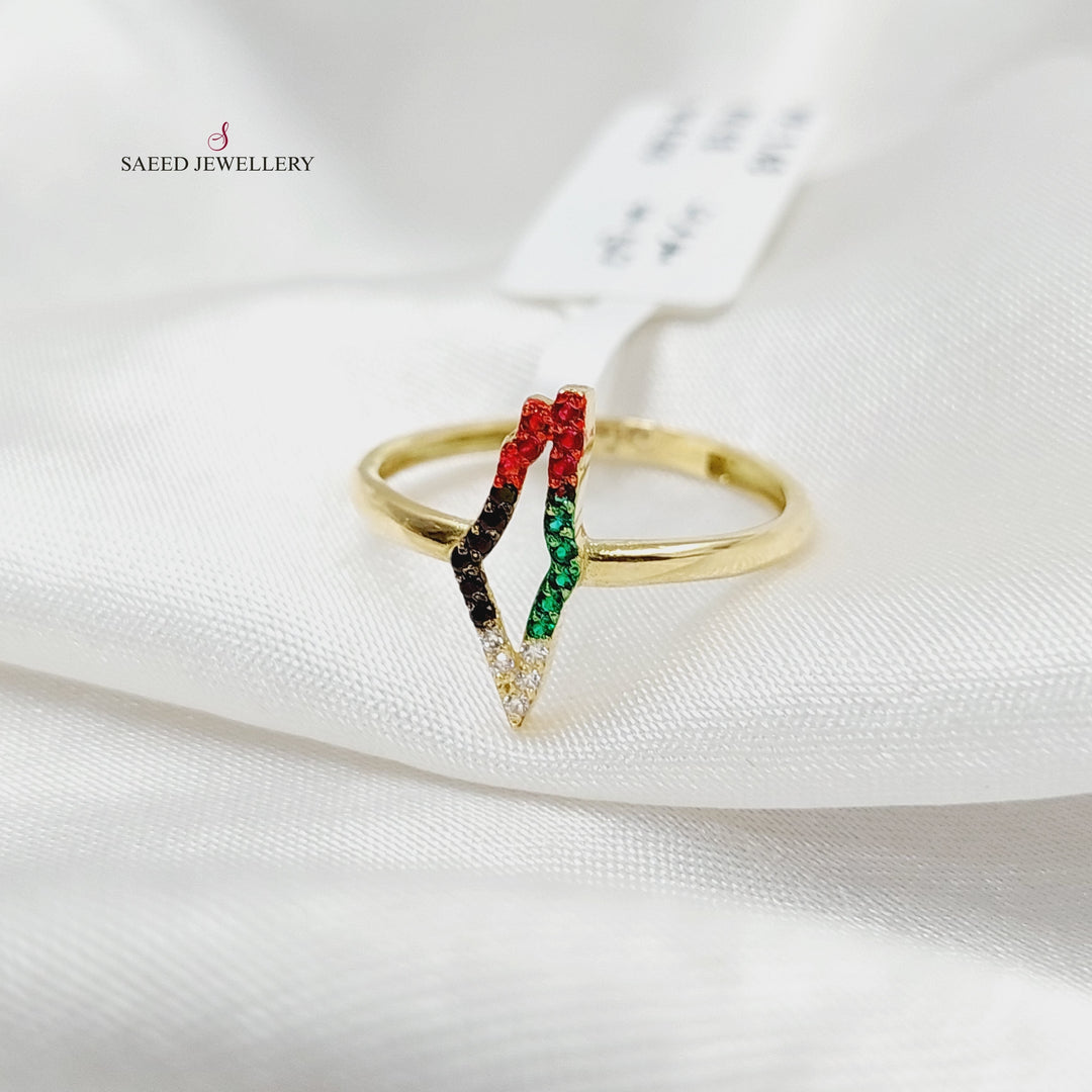 18K Gold Zircon Studded Palestine Ring by Saeed Jewelry - Image 4