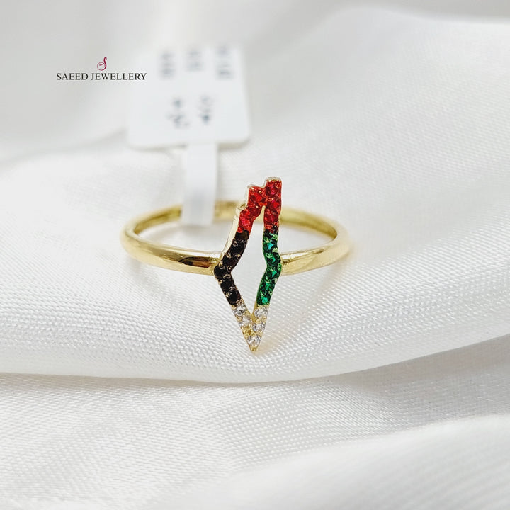 18K Gold Zircon Studded Palestine Ring by Saeed Jewelry - Image 1