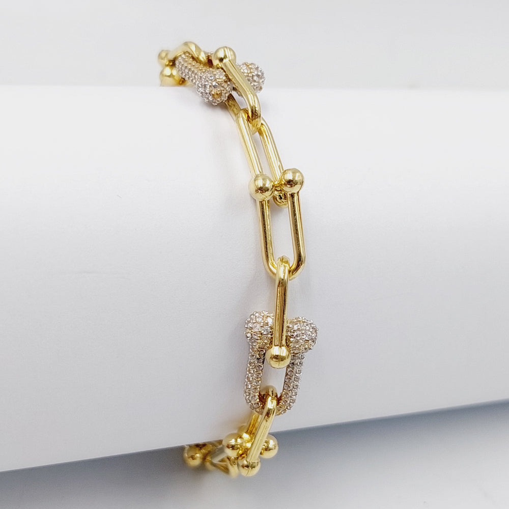 18K Gold Zircon Studded Paperclip Bracelet by Saeed Jewelry - Image 2