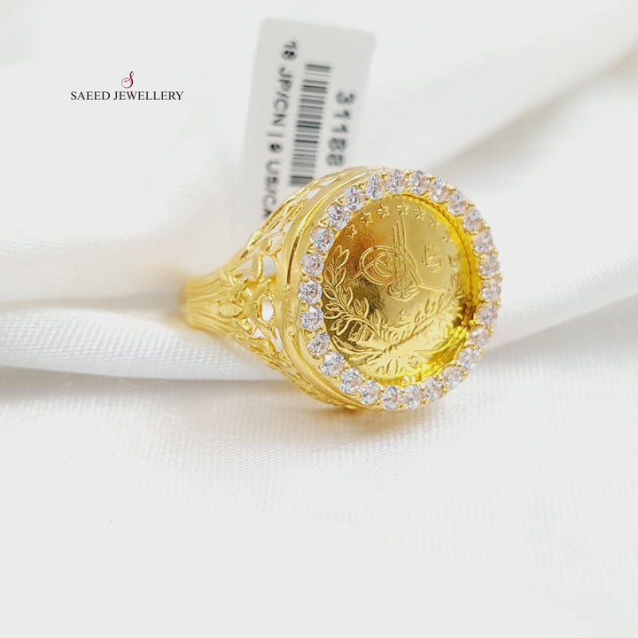 21K Gold Zircon Studded Rashadi Ring by Saeed Jewelry - Image 2