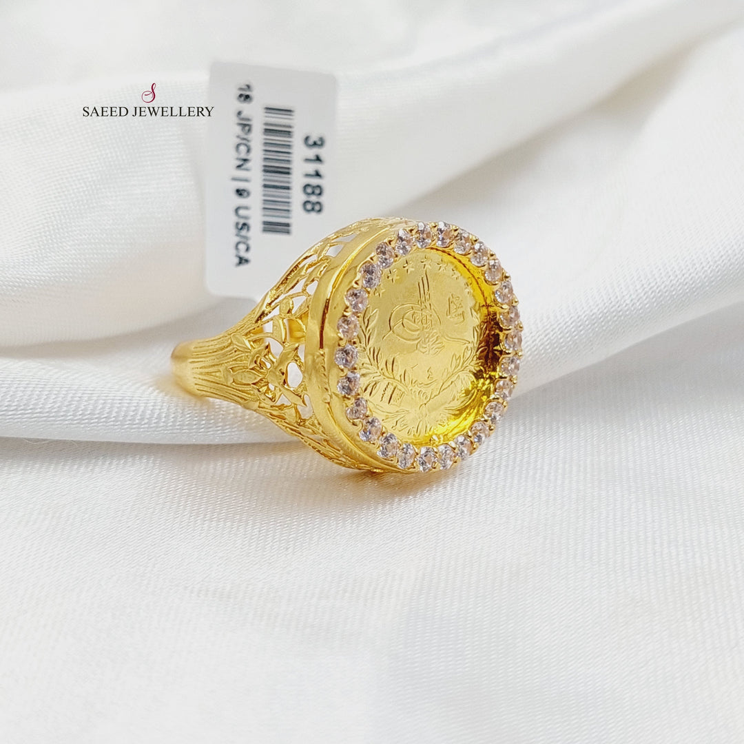 21K Gold Zircon Studded Rashadi Ring by Saeed Jewelry - Image 3