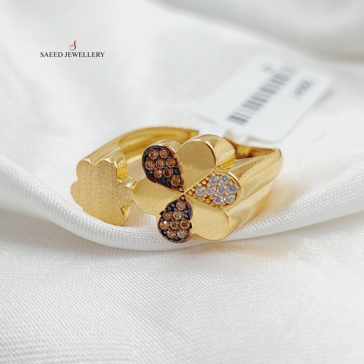 21K Gold Zircon Studded Rose Ring by Saeed Jewelry - Image 2