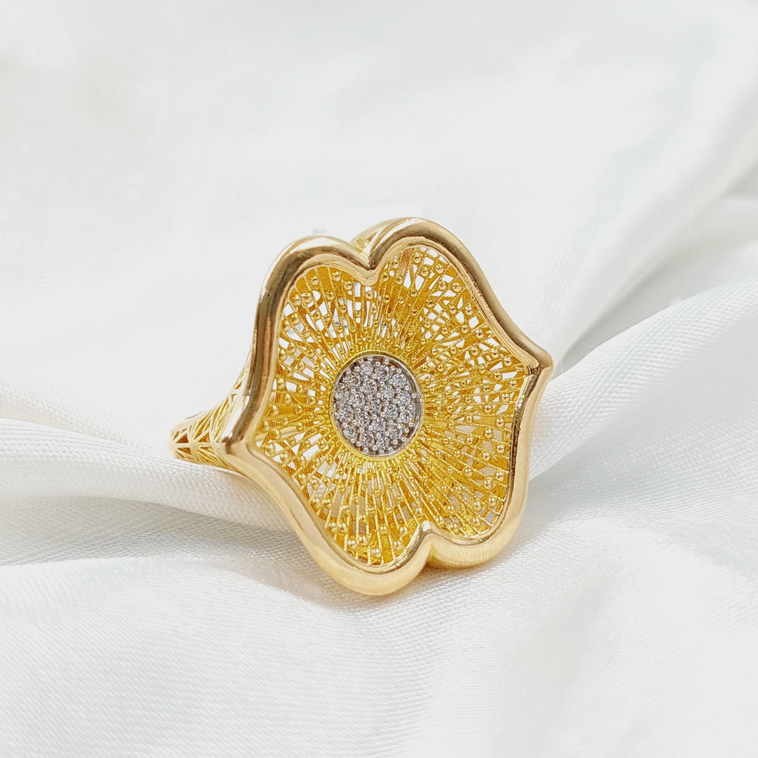 21K Gold Zircon Studded Rose Ring by Saeed Jewelry - Image 2