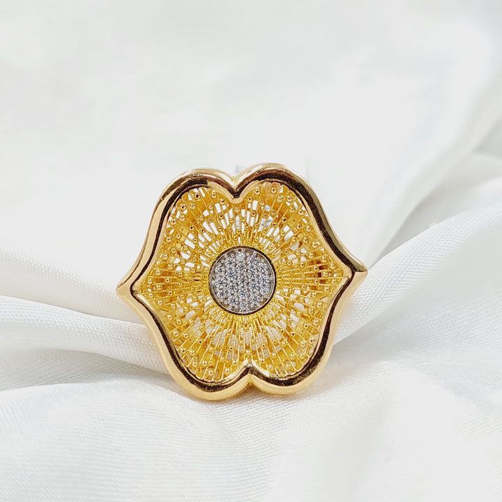 21K Gold Zircon Studded Rose Ring by Saeed Jewelry - Image 4