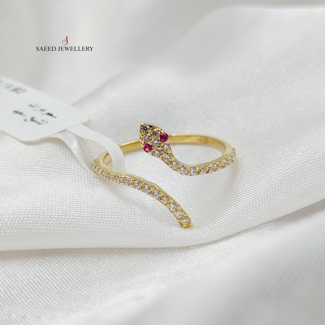 18K Gold Zircon Studded Snake Ring by Saeed Jewelry - Image 3