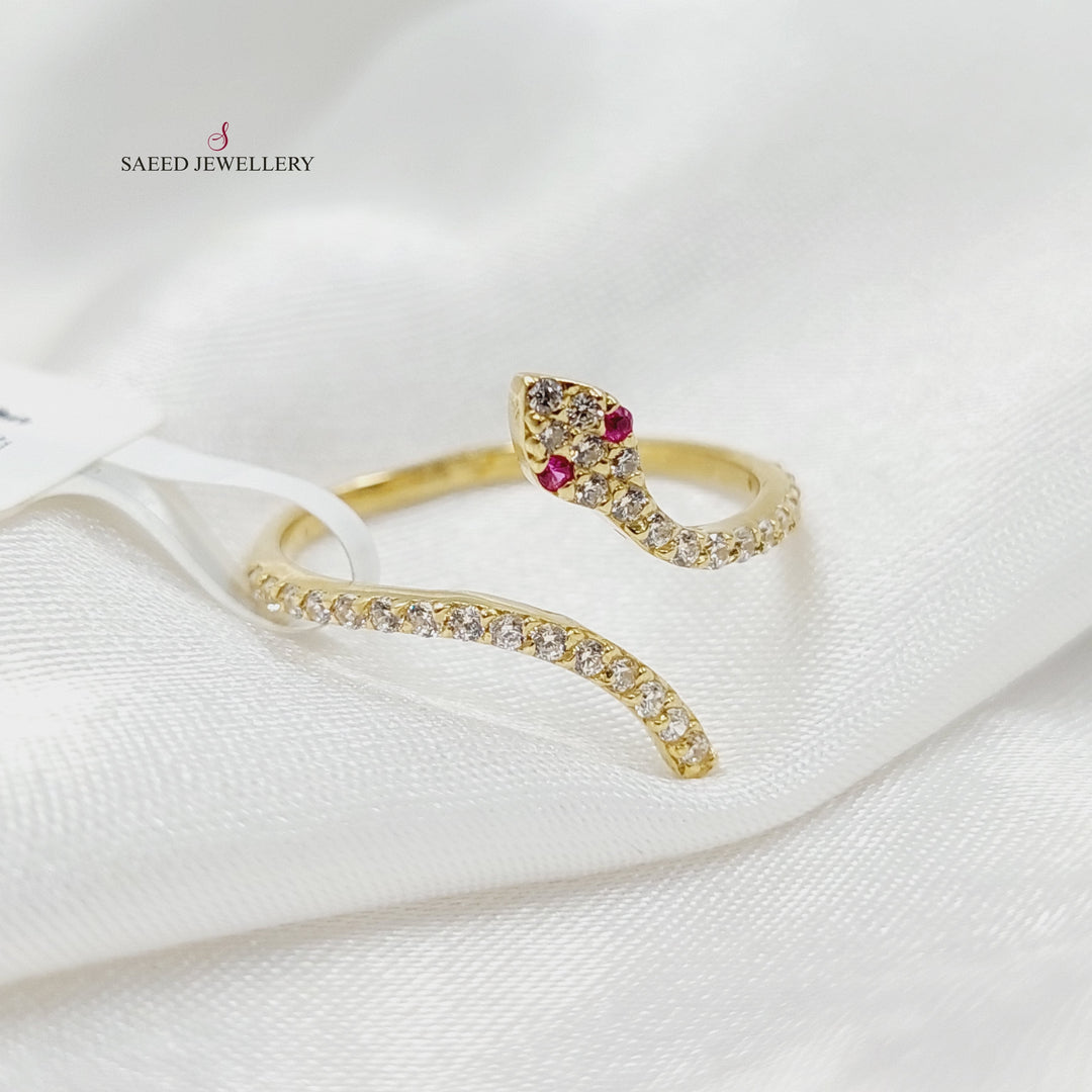 18K Gold Zircon Studded Snake Ring by Saeed Jewelry - Image 4