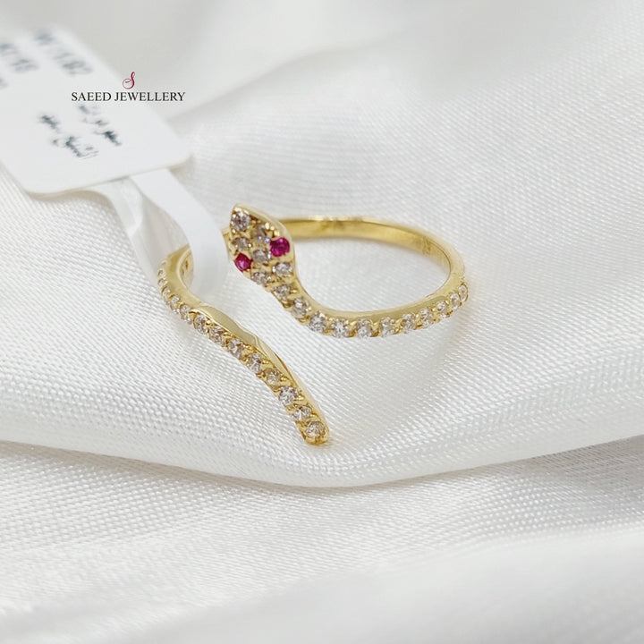 18K Gold Zircon Studded Snake Ring by Saeed Jewelry - Image 5