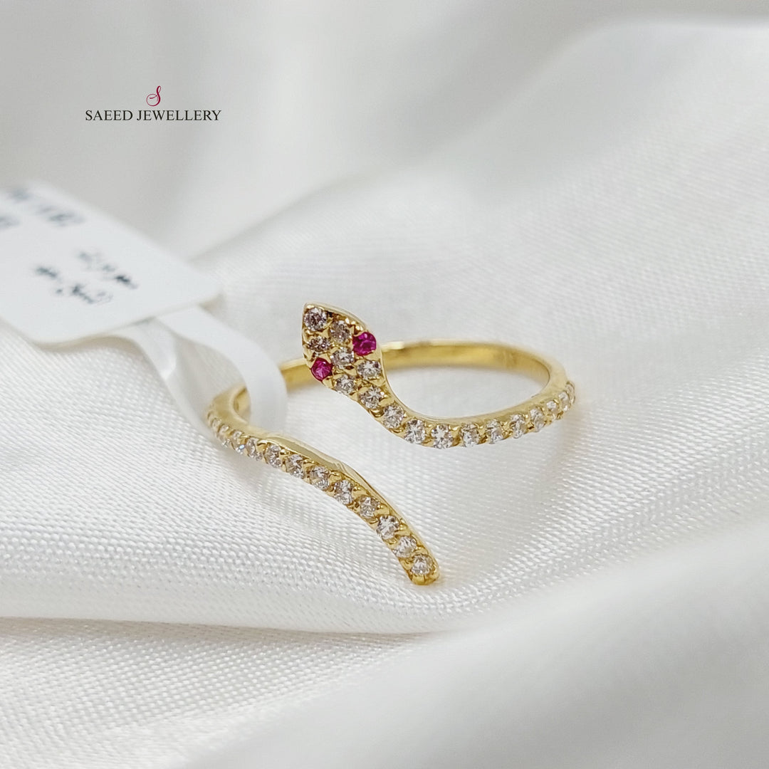 18K Gold Zircon Studded Snake Ring by Saeed Jewelry - Image 1