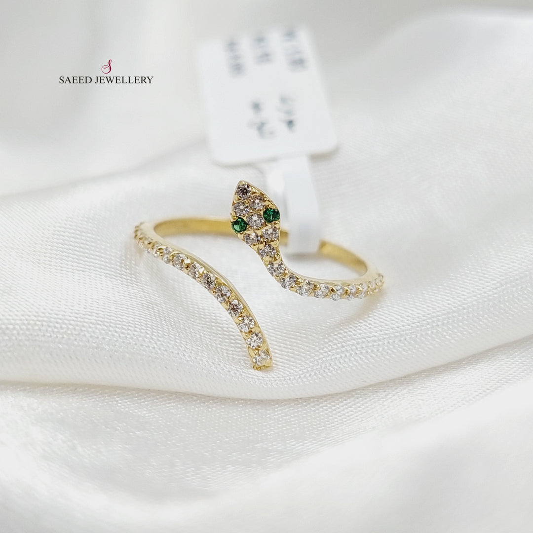 18K Gold Zircon Studded Snake Ring by Saeed Jewelry - Image 3