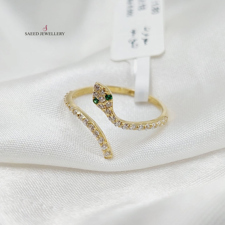 18K Gold Zircon Studded Snake Ring by Saeed Jewelry - Image 1